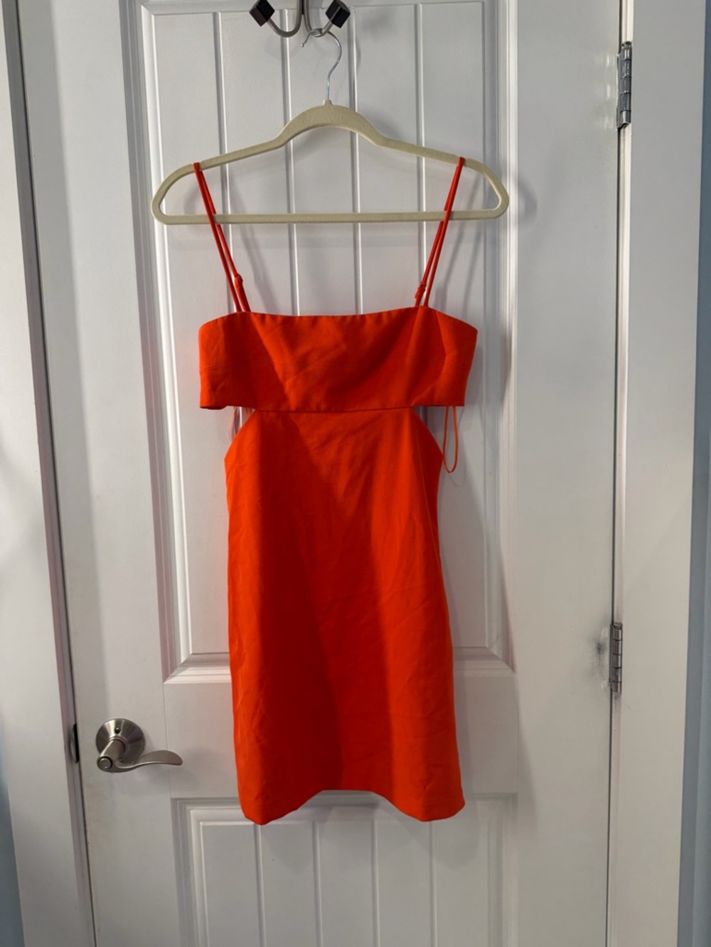 South Moon Under Bright Orange Spaghetti-Strap Mini Dress
